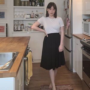 Black midi skirt